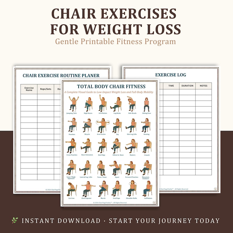 28 Day Chair Yoga Weight Loss Challenge - 7 Day Weekly Seated Workout for Seniors - 4 Week Fat Burn Plan - Mobility & Vitality Fitness PDF image 1
