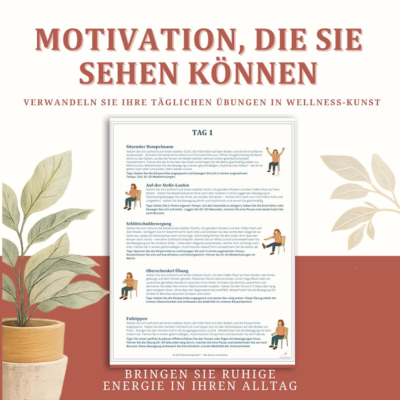 Stuhlyoga zum Abnehmen 28 Tage Trainingsplan, Senioren Fitness & Anfänger Yoga, Workout, Low Impact bungen-poster, Digitaler Planer pdf afbeelding 5