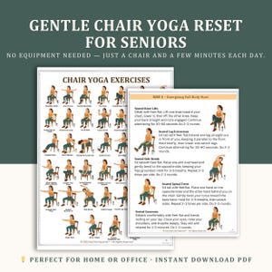 Chair Yoga for Weight Loss 28 Day Challenge, Fat Burning Workout, Low Impact Fitness Plan for Seniors & Beginners, Digital Workout PDF image 3