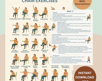Chair Yoga Printable: 28-Day Exercise Program for Seniors (Digital Download