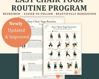 Chair Yoga for Seniors Guide - Printable Seated Exercises for Mobility & Vitality - Gentle 10-Minute Workout for Elderly - PT Gift