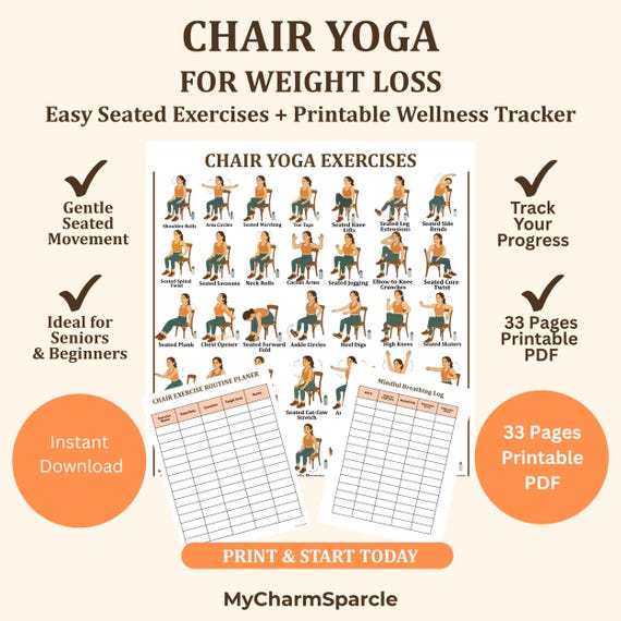 Printable Beginner Chair Exercises Chair Yoga For Weight Loss 28