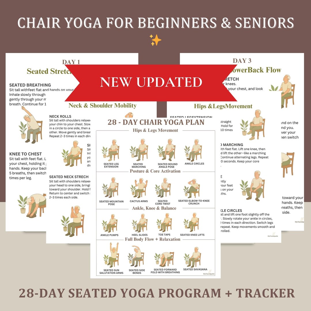 Chair Yoga Program for Beginners & Seniors | 28-day Printable - Etsy UK