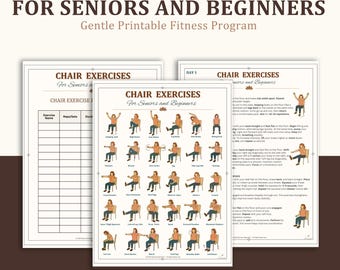 Stoeloefeningen voor senioren en beginners, training, eenvoudige thuisfitnessroutine, mobiliteits- en krachttraining, digitale download-pdf