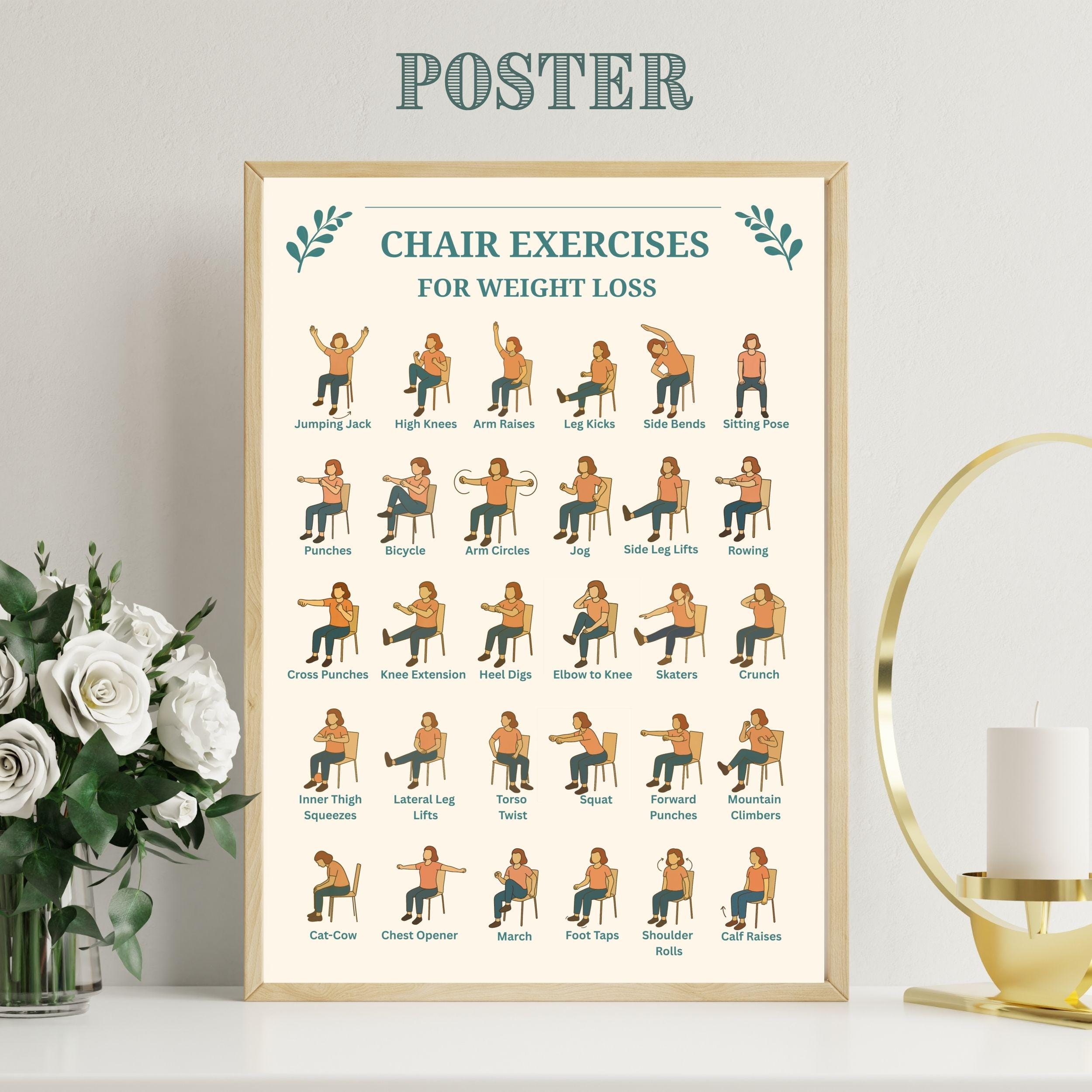 Physical 18x24 Chair Yoga Poster, Printed Seated Exercise Chart for ...