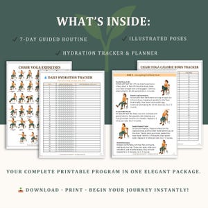 Chair Yoga for Weight Loss 28 Day Challenge, Fat Burning Workout, Low Impact Fitness Plan for Seniors & Beginners, Digital Workout PDF image 4