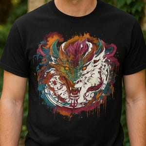 Watercolor Dragon Graphic Tee: Fantasy Art Shirt