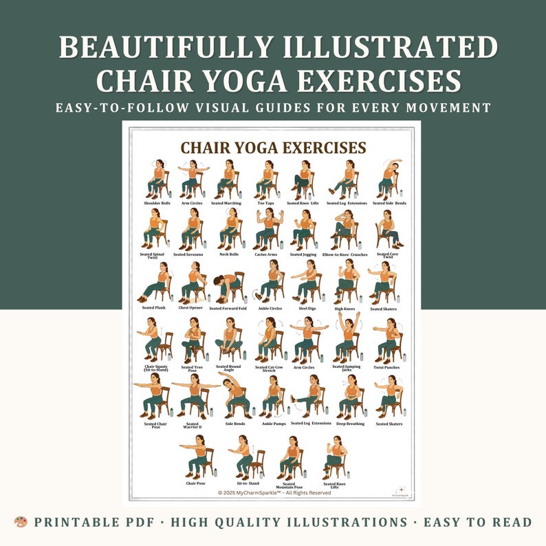 Chair Yoga for Weight Loss 28 Day Challenge, Fat Burning Workout, Low Impact Fitness Plan for Seniors & Beginners, Digital Workout PDF image 6