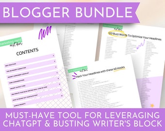 Blogger Bundle, Blog Writing Kit, ChatGPT Blog Writing Guide, ChatGPT Blog Post Prompts, Writer's Block Resource, Marketing Manager Resource