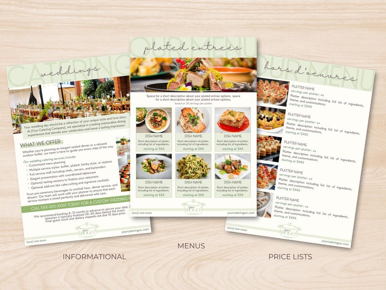 Catering Menu Template: Packages, Portfolio, Menus, Price Lists ...