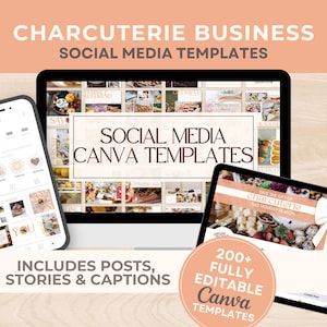 編集可能なシャルキュトリー Instagram テンプレート、ソーシャル メディア Canva テンプレート、シャルキュトリー ボード ビジネス向け投稿、編集可能な投稿とストーリー テンプレート