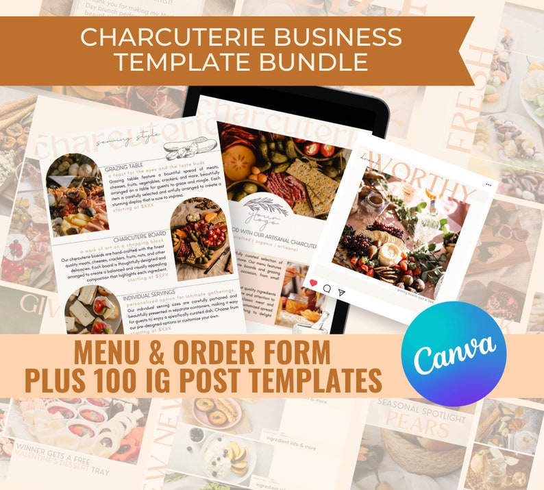 Editable Charcuterie Template BUNDLE Menu Order Form Template Editable Charcuterie Template BUNDLE Menu Order Form Template