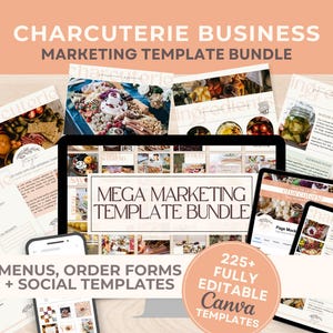 MEGA charcuteriesjabloonbundel, menu- en bestelformulieren, bewerkbare sociale sjablonen, promotiepakketcanvasjabloon voor charcuteriebedrijven