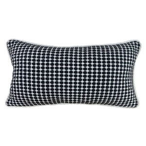 Handwoven Pillow, Black/White Dot Pillow, Lumbar Toss Pillow, Farmhouse Pillow, Decorative Mod Pillow Cover, Double Sided with Piping