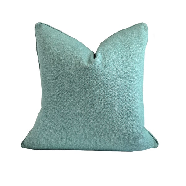 Solid Mint Indoor Outdoor Pillow Cover, Double Sided with Piping, Mint Textured Throw Pillow, Mod Pillow Cover, Mint Throw Pillow Cover