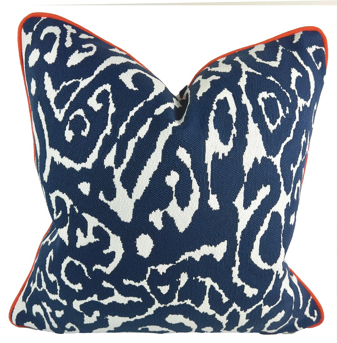 Navy Outdoor Pillow, Indoor Outdoor Toss Pillow Cover, Decorative Navy