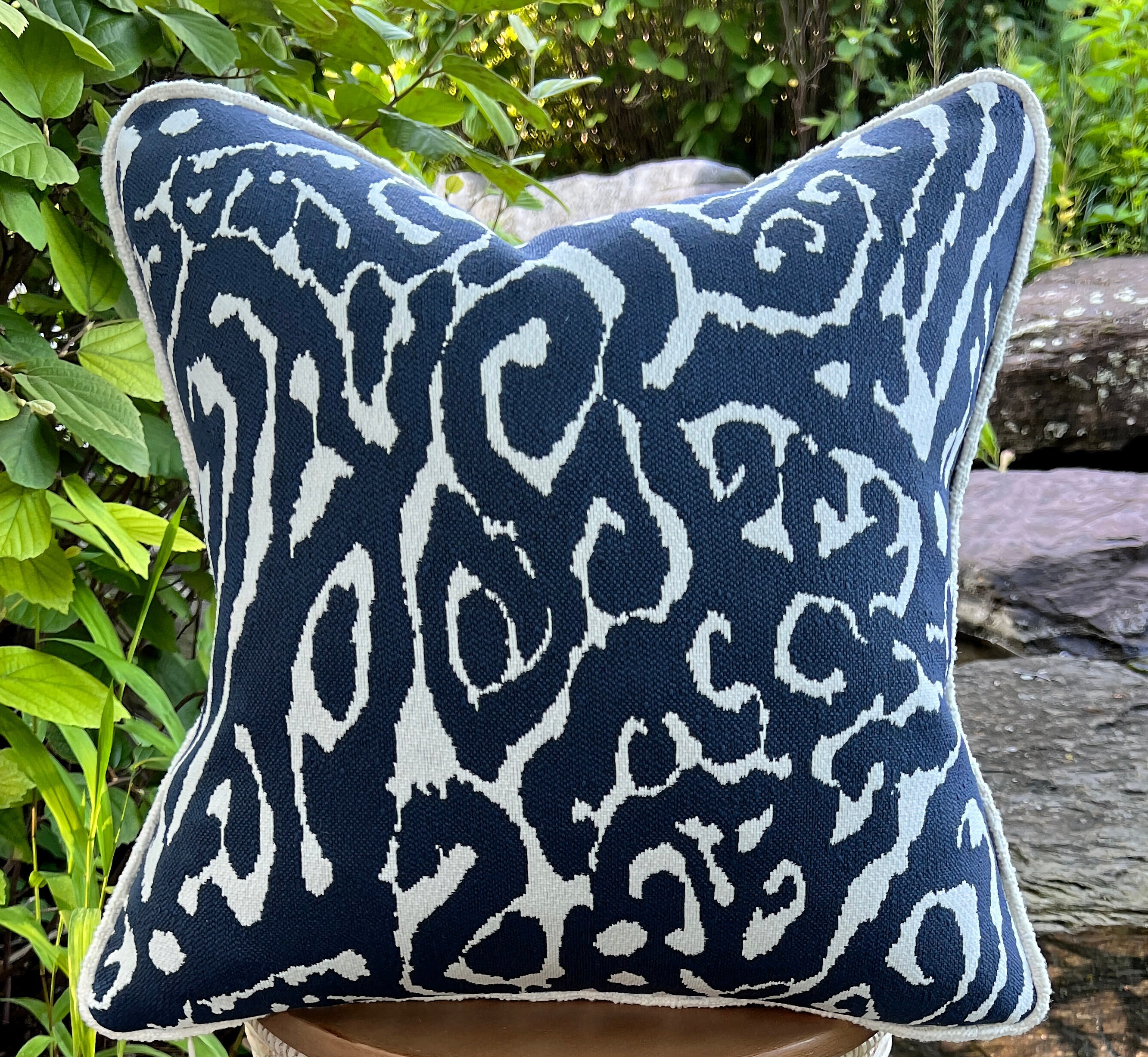 Navy Outdoor Pillow Indoor Outdoor Mod Pillow Cover Etsy