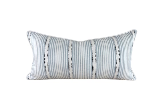 Schumacher Pillow, Lux Throw Pillow, Schumacher, Moncorvo in Le Mirage Pillow Cover, Blue Striped Pillow, High End Pillow, Sky Blue Pillow