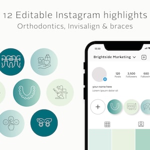 12 Orthodontic Instagram Highlight Icons | Social Media Icons for Orthodontists