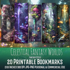 20 Celestial Fantasy Worlds Bookmark Bundle, Sublimation Design, Fantasy, Bookmark Set, Print & Cut, Bundle, JPG PNG Bundle, Commercial Use