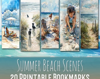 20 Summer Beach Scenes Bookmark Bundle, Sublimation Design, Ocean, Cute, Bookmark Set, Print & Cut, Bundle, JPG PNG Bundle, Commercial Use