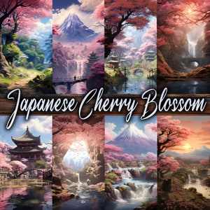 20 japanische Kirschblüten Aquarell Bundle, Sublimation Design, Aquarell Clipart, JPG Bundle, Sofort Download, Japan, kommerzielle Nutzung