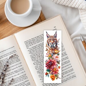 Lynx Rising Bookmark 20 Animals With Colorful Flowers Bookmark Bundle, Sublimation Design ...