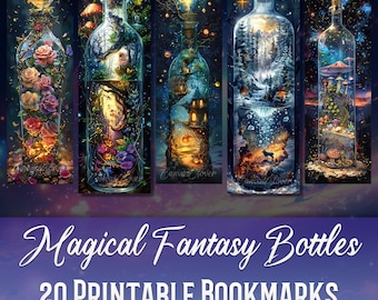 Fantasiefles bladwijzers, aquarel clipartset (JPG-bundel)