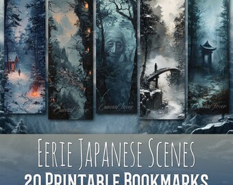 20 Eerie Japanese Winter Scenes Bookmark Bundle, Sublimation Design, Landscape, Bookmark Set, Print & Cut, JPG PNG Bundle, Commercial Use