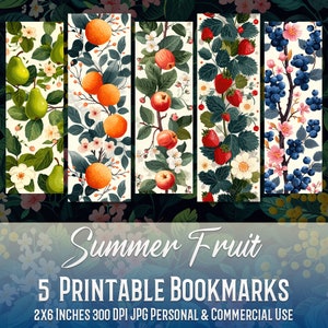5 Summer Fruit Lesezeichen Bundle, Essen Lesezeichen, Sommer, Blumen, Sublimationsdesign, Lesezeichen Set, Print & Cut, JPG Bundle, kommerzielle Nutzung