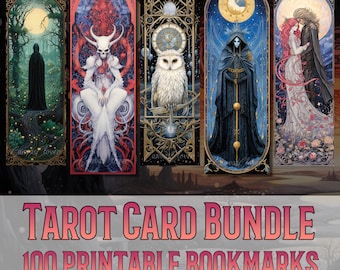 Aquarel tarotkaart bladwijzers, 100 kunststijlafdrukken (JPG, digitale download)