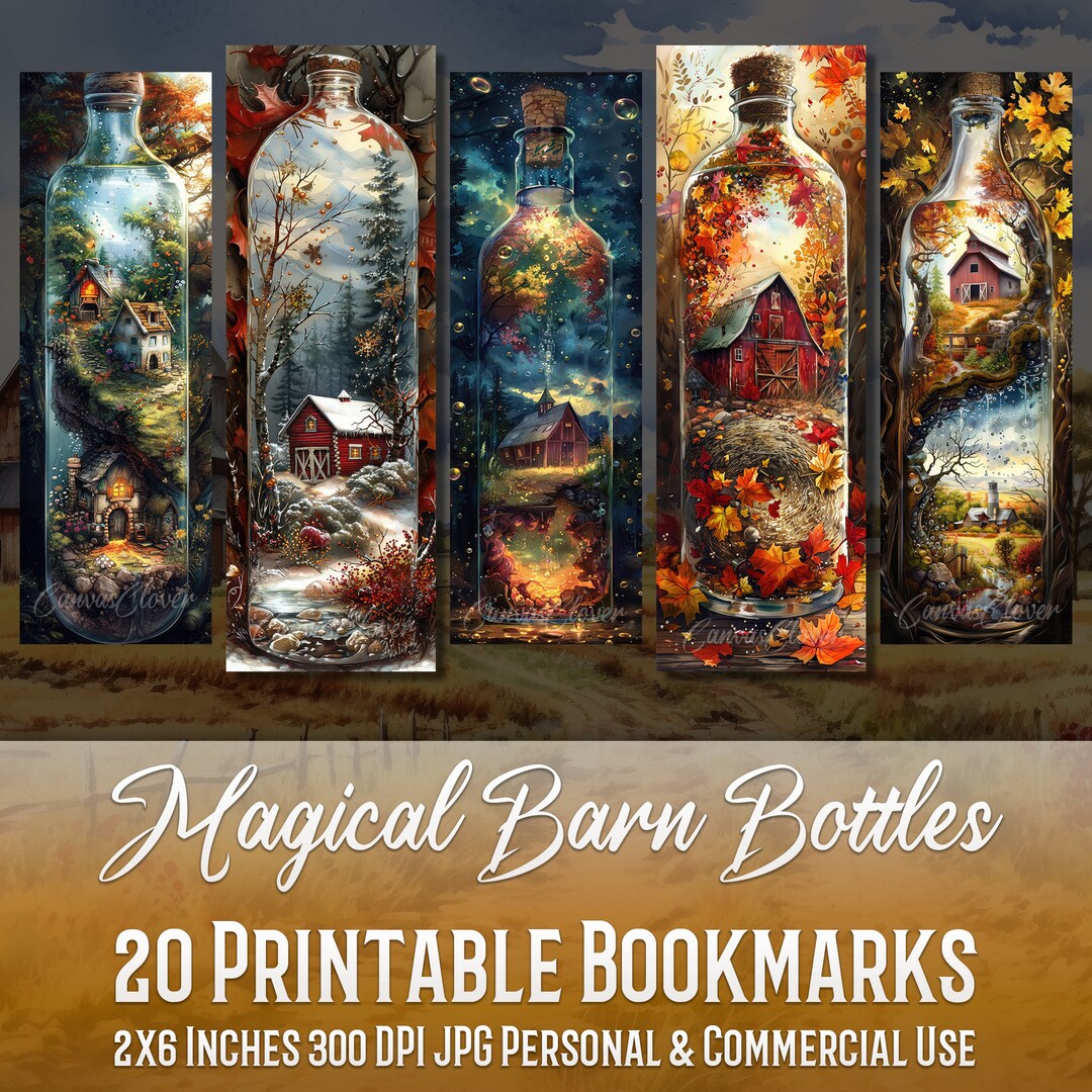 Magical Barn Bottles Bookmark Bundle, Watercolor Clipart (JPG Bundle ...