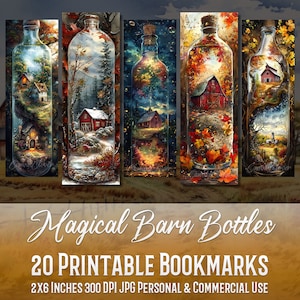 20 Magical Barn Bottles Bookmark Bundle, Sublimation Design, Watercolor Clipart, Bookmark Set, Print & Cut, JPG Bundle, Farm, Commercial Use