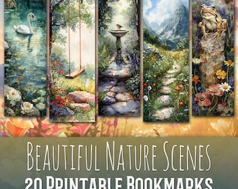 20 Beautiful Nature Scenes Bookmark Bundle, Sublimation Design, Flowers, Bookmark Set, Print & Cut, Bundle, JPG PNG Bundle, Commercial Use