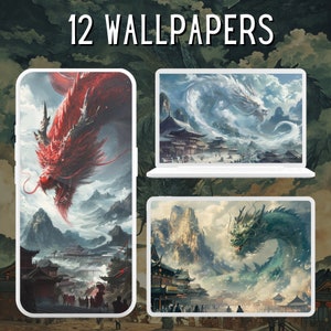12 Chinese Dragon Wallpaper Bundle Fantasy Wallpaper Desktop 4K Wallpaper Phone Wallpaper Vintage Dragons Wallpaper Cute Screensaver