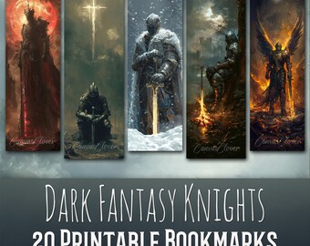 20 Dark Fantasy Knights Bookmark Bundle, Sublimation Design, Medieval, Gothic, Bookmark Set, Print & Cut, JPG-PNG Bundle, Commercial Use