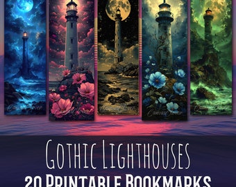 20 Gothic Lighthouse Bookmark Bundle, Fantasy, Dark, Sublimation Design, Bookmark Set, Print & Cut, Bundle, JPG PNG Bundle, Commercial Use