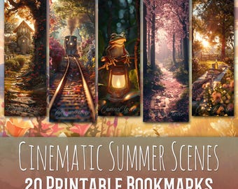 20 Cinematic Summer Scenes Bookmark Bundle, Sublimation Design, Cinematic, Bookmark Set, Print & Cut, Cute, JPG PNG Bundle, Commercial Use