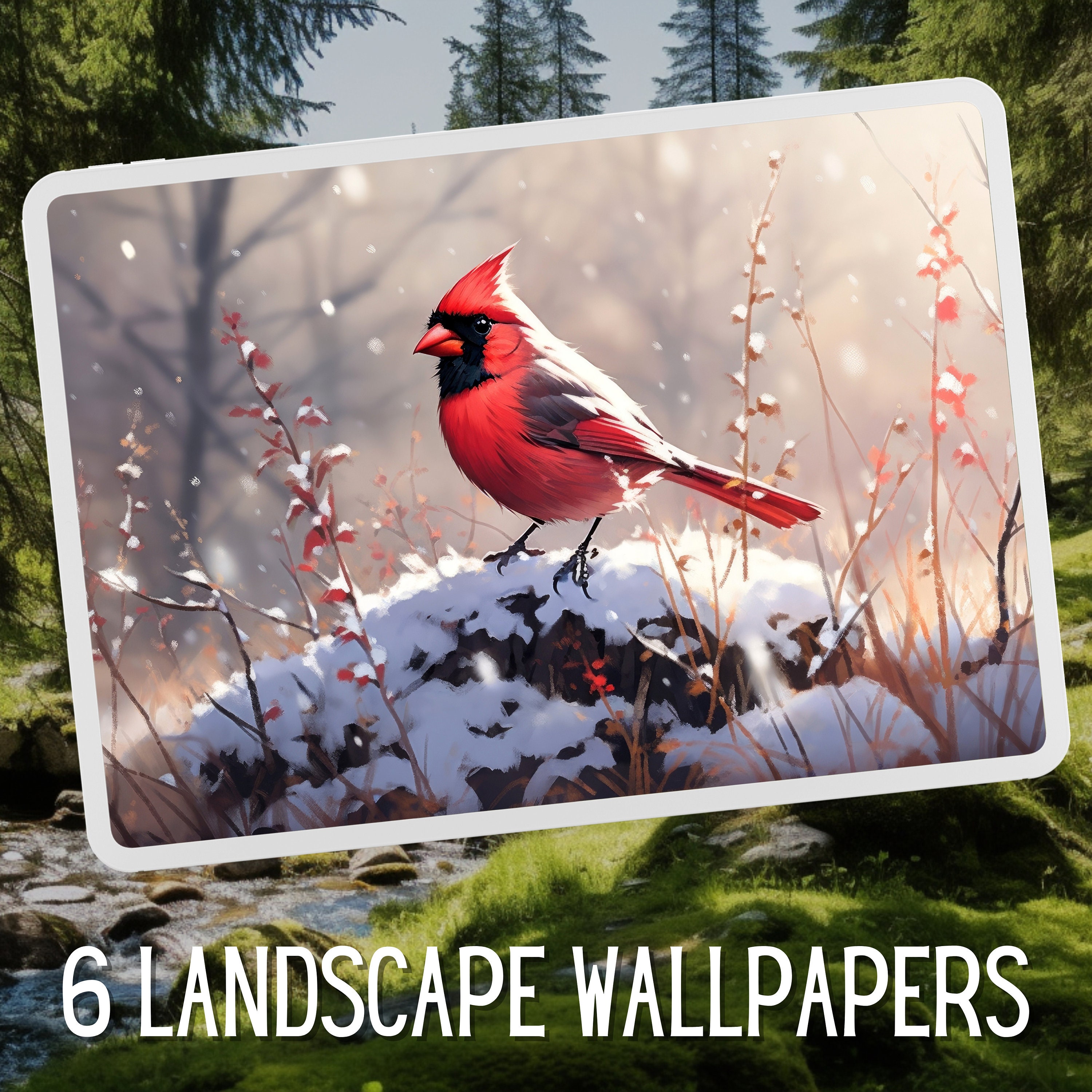 12 Pastel Red Cardinal Birds Wallpaper Bundle, Pastel Wallpaper ...