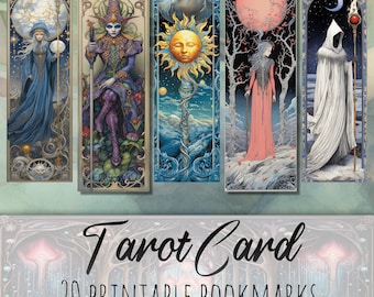 20 Tarot Card Themed Printable Bookmark Bundle, Sublimation Design, Watercolor Clipart, Bookmark Set, Print & Cut, JPG Bundle,Commercial Use