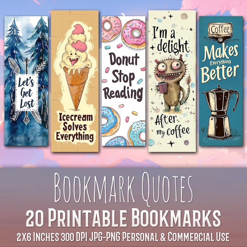 20 Cute Funny Quote Bookmark Bundle, Sublimation Design, Funny, Food ...