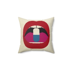 Jonathan Adler Lips inspired Faux Suede Square Pillow - Faux Suede Square Pillow (No exchanges or refunds, please read description)