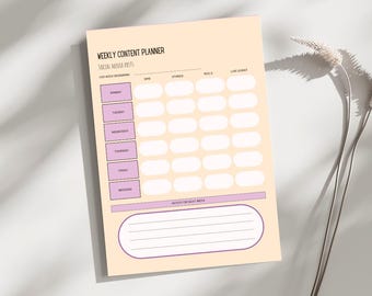 Weekly content planner for social media.