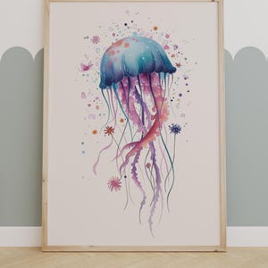 Dreamy Jellyfish Watercolor Print - Ethereal Ocean Art, Marine Life Wall Decor