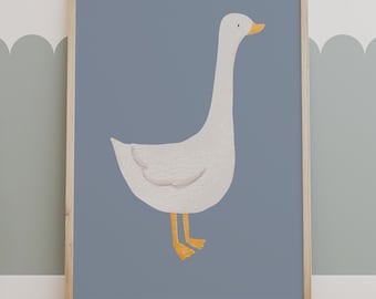 Silly Goose Print, Wall Art, Retro Wall Art, Quirky Art, Nursery Art, Nursery Wall Art, Animal Wall Art