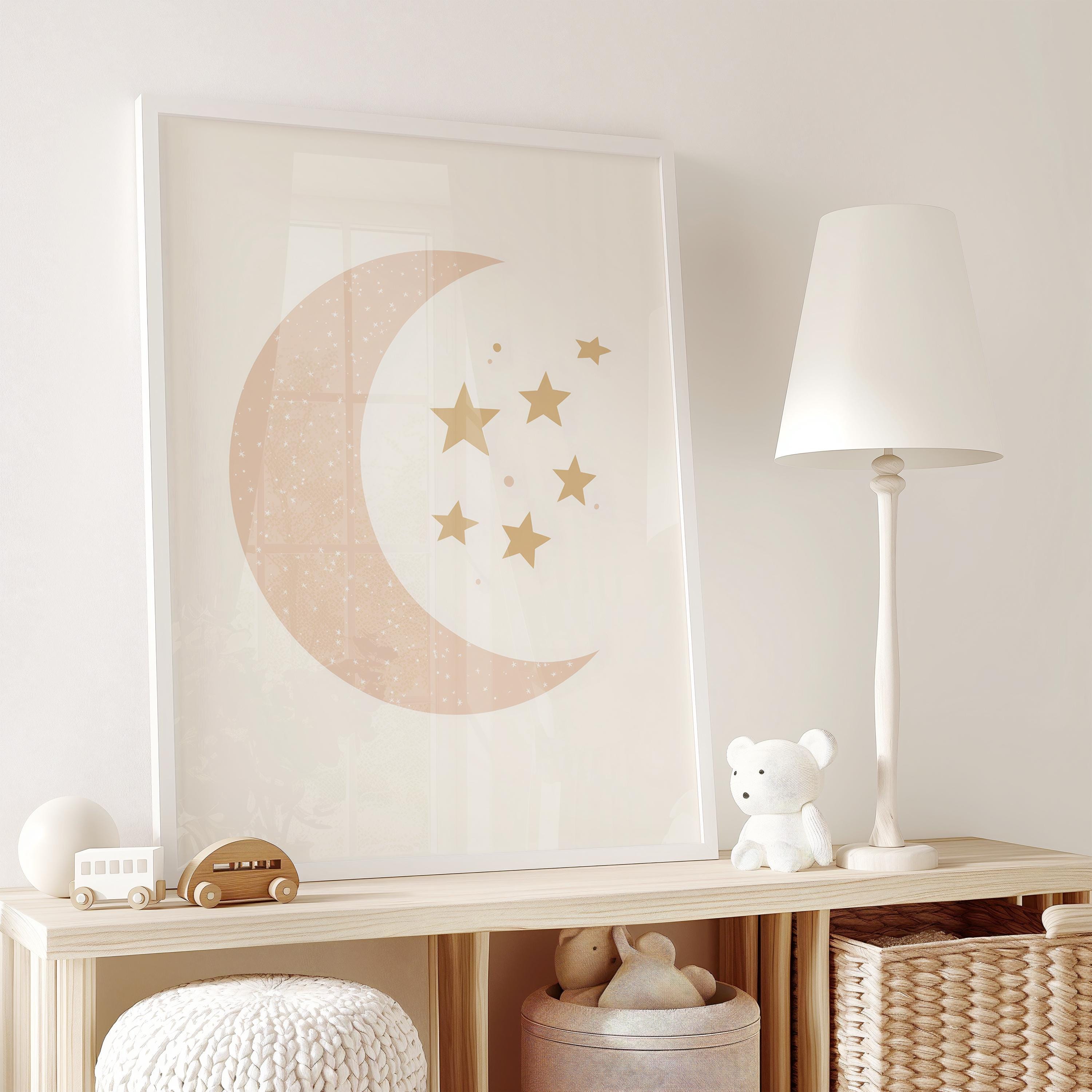 Moon and Stars Nursery Wall Art – Celestial Printable for Baby Room ...