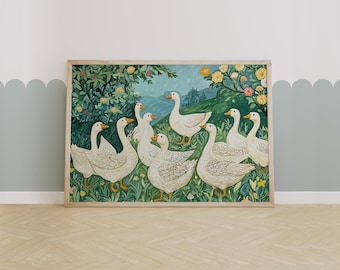 Silly Goose Print, Wall Art, Retro Wall Art, Quirky Art, Nursery Art, Nursery Wall Art, Animal Wall Art