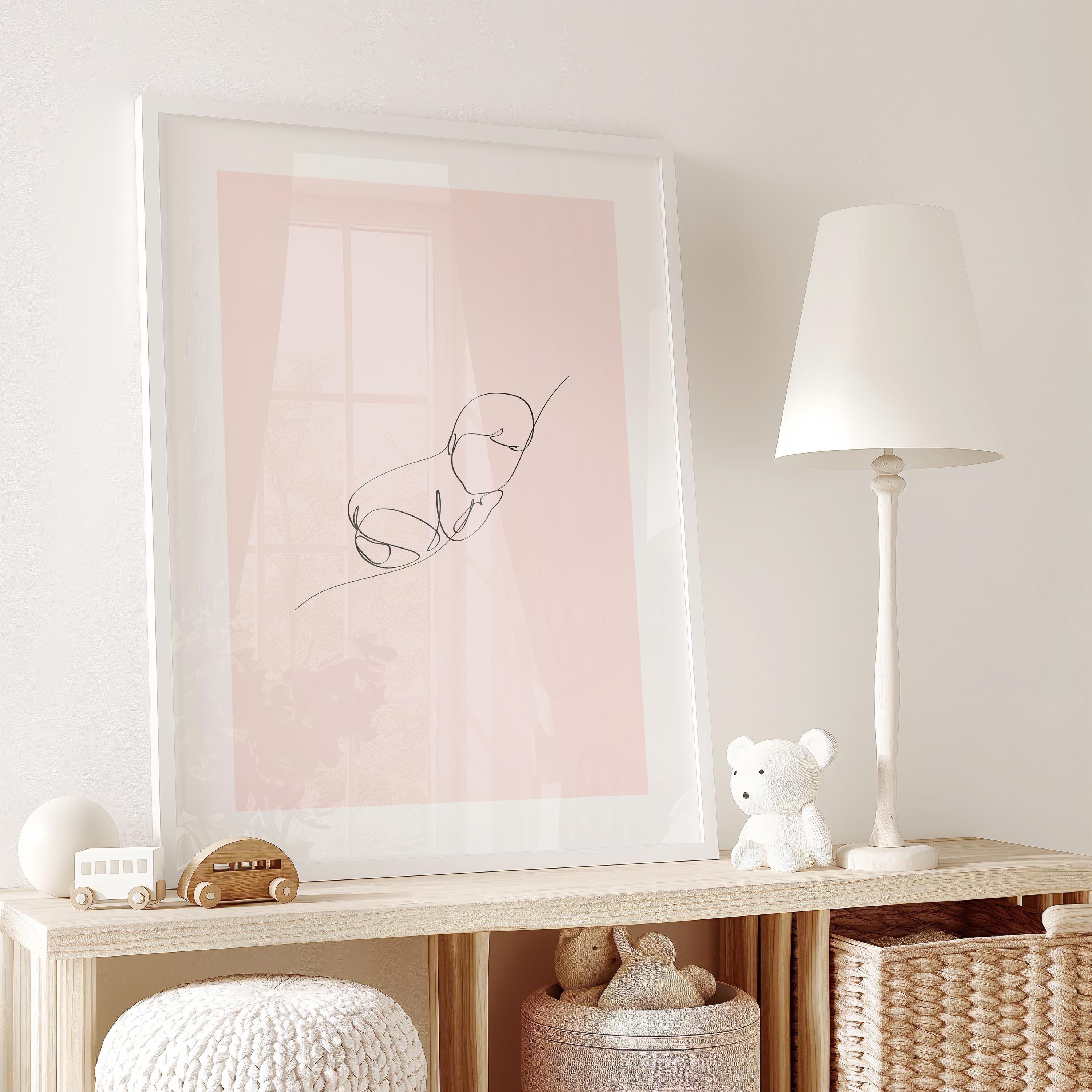 Minimalist Baby Line Art, Newborn Nursery Wall Decor, Abstract Baby ...