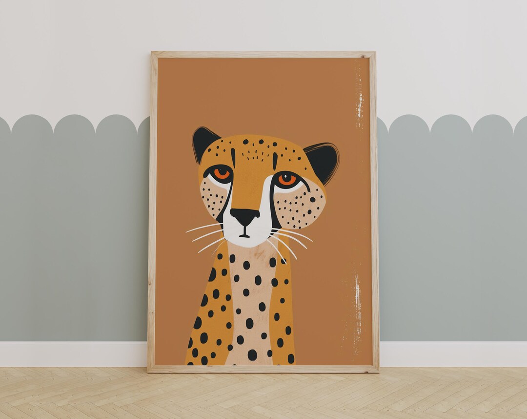 Playful Cheetah Nursery Print – Modern Safari Animal Wall Art for Kids ...