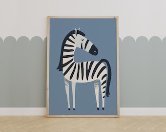 Minimalist Zebra Wall Art – Cute Safari Animal Print for Nursery or Kids Room Decor